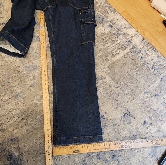 Lands' End Lined Cargo Jeans Darkwash Straight 7 Pockets Size 14 - Picture 16 of 16